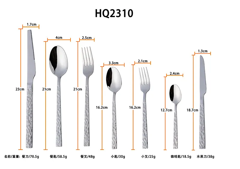 6-teiliger Satz luxuriöser vergoldeter Bestecksatz mit Hängekarte heißer Verkauf im mittleren Osten Asiens Markt