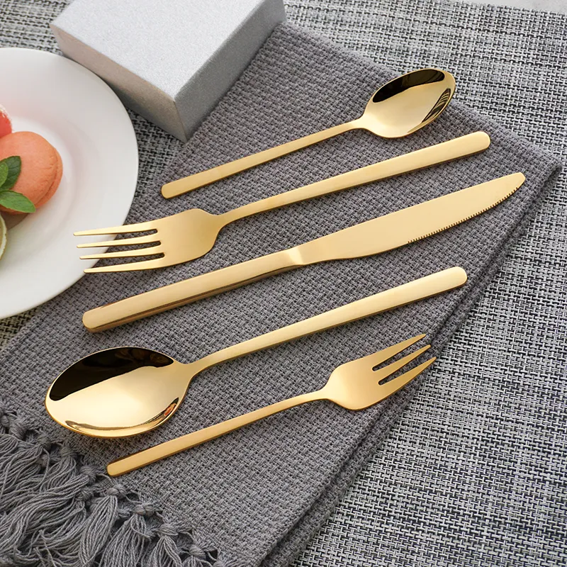 hot sale pvd beschichtung gold besteck set edelstahl besteck 24pcs oder 30pcs set wiederverwendbare löffel gabel messer