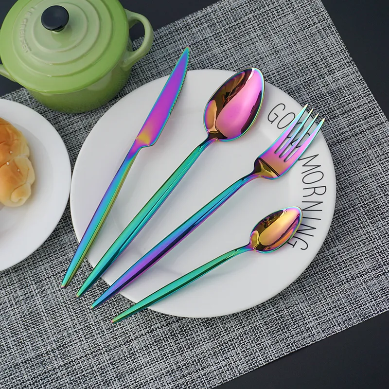 طقم أدوات مائدة من الفولاذ المقاوم للصدأ على الطراز البرتغالي طقم أدوات مائدة من الفولاذ المقاوم للصدأ 4 قطع/24 قطعة ملعقة شوكة سكين ملعقة صغيرة علبة هدايا