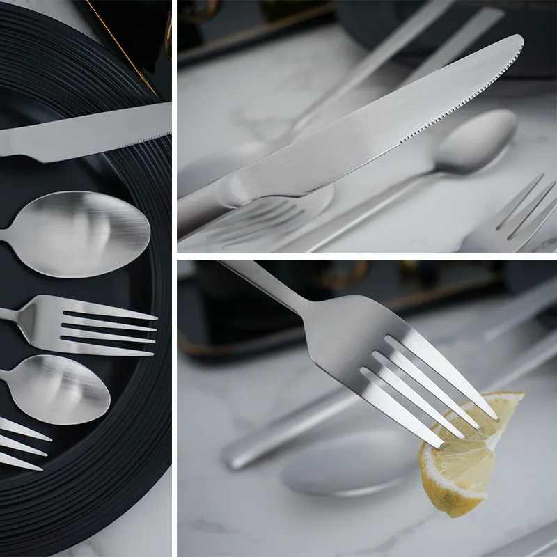 طقم أدوات مائدة من الفولاذ المقاوم للصدأ 24 قطعة من الفولاذ المقاوم للصدأ من جيانغ طقم أدوات مائدة من الفولاذ المقاوم للصدأ مطفأ شوكة مطفأ ملعقة عتيقة طقم أواني طعام عتيقة للبيع في سوق أوروبا