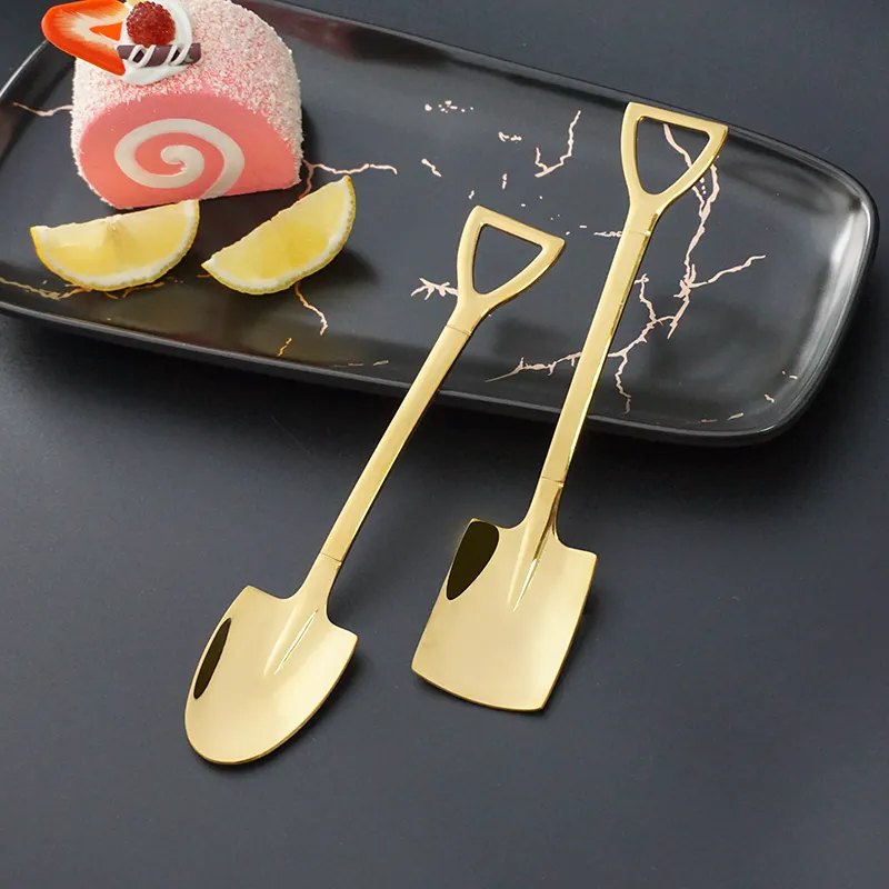 Restaurant Edelstahl kleine Schaufel geformt Schaufel Design Mini Kuchen Tee Kaffee Eis Dessertlöffel