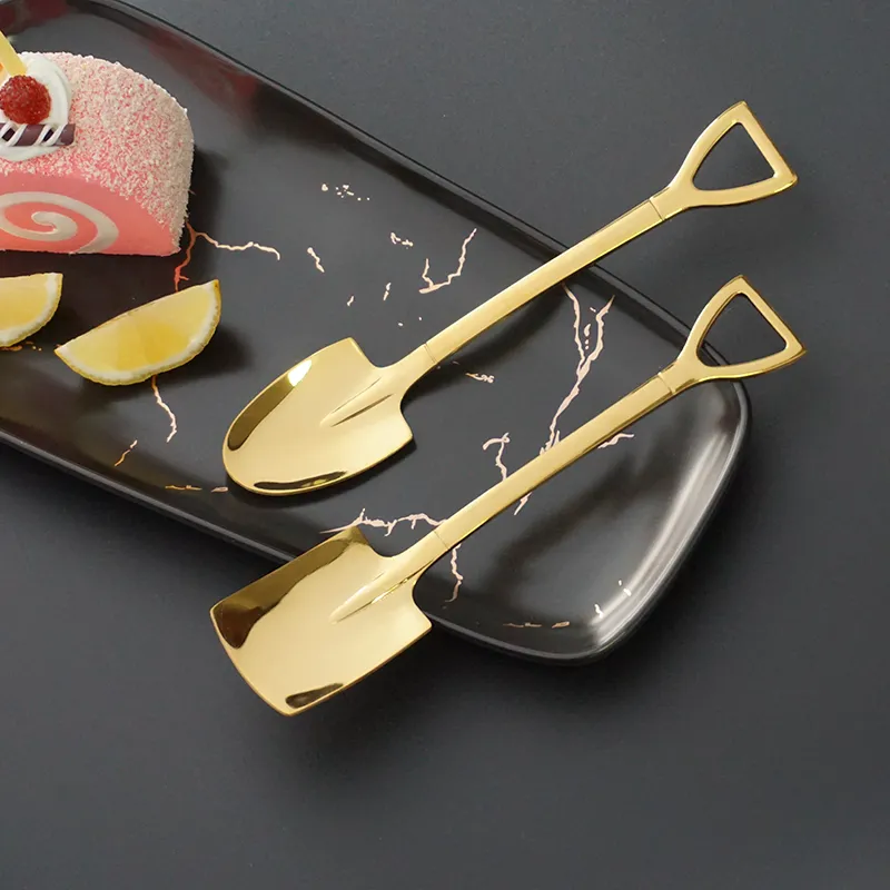 Restaurant Edelstahl kleine Schaufel geformt Schaufel Design Mini Kuchen Tee Kaffee Eis Dessertlöffel