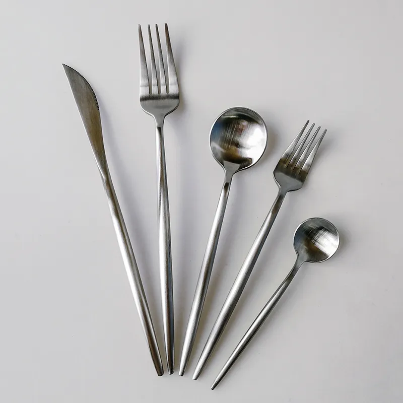 benutzerdefinierte Besteck 18/0 Edelstahl Bulk Camping hohe Qualität Besteck Set Löffel Gabel Messer Teelöffel Set