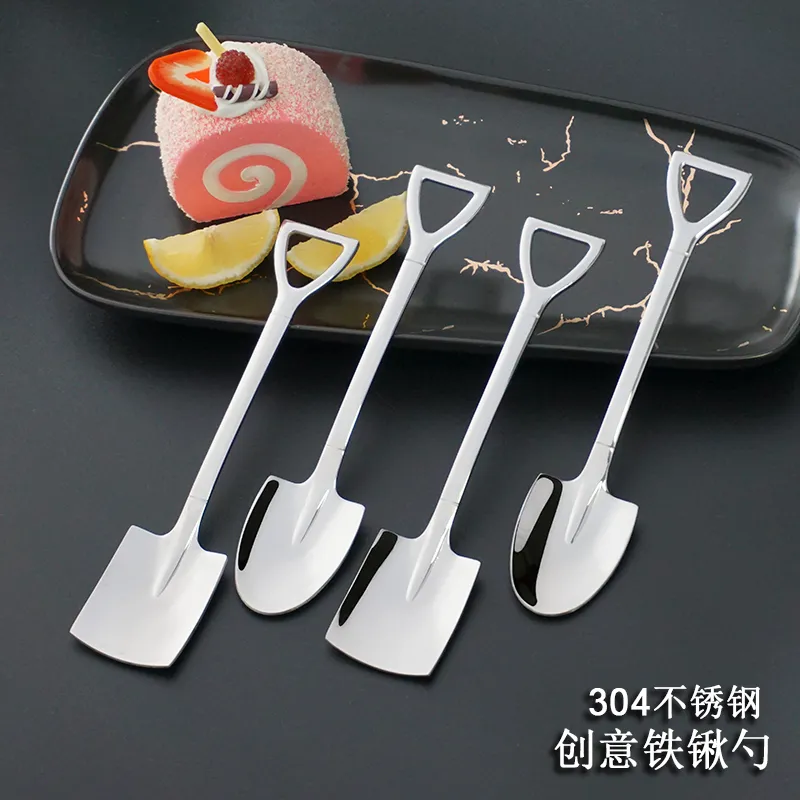 Restaurant Edelstahl kleine Schaufel geformt Schaufel Design Mini Kuchen Tee Kaffee Eis Dessertlöffel