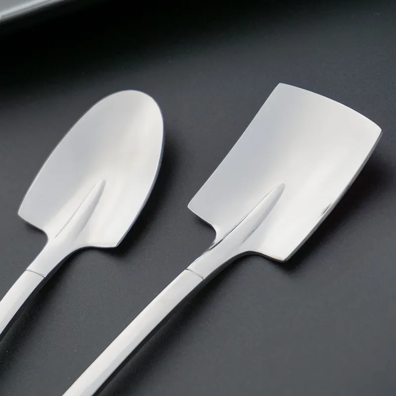 Restaurant Edelstahl kleine Schaufel geformt Schaufel Design Mini Kuchen Tee Kaffee Eis Dessertlöffel