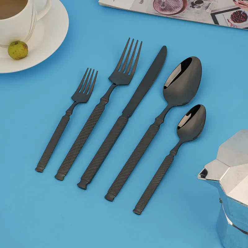 طقم أدوات مائدة من الفولاذ المقاوم للصدأ مطلي بالذهب pvd لطقم أدوات مائدة من الفولاذ المقاوم للصدأ منخفضة السعر وسريعة التسليم