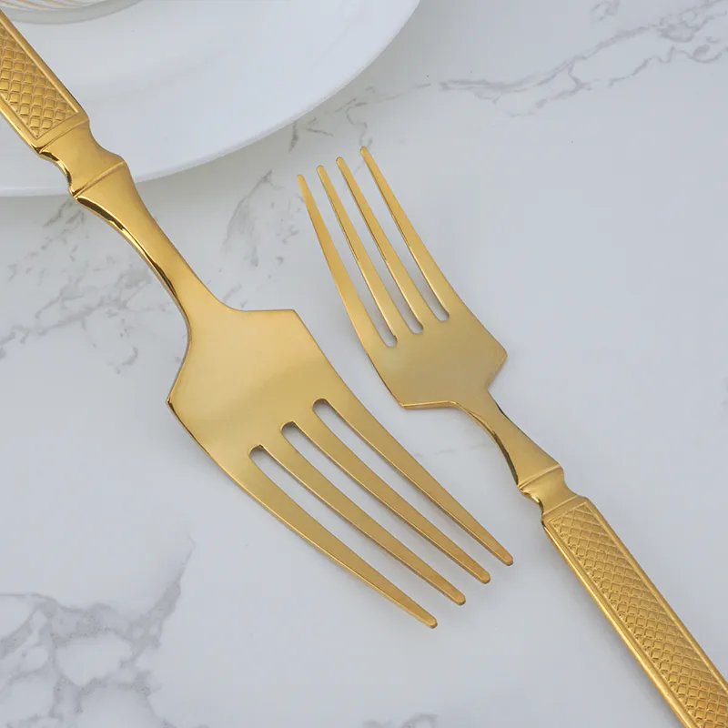 gold spoon fork set stainless steel mirror finishing flatware set for wholesale