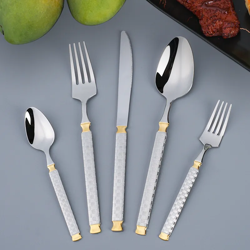 luxuriöses goldbesteck set spiegelpoliertes silberbesteck edelstahl löffel gabel abendessen messer westliches besteck set
