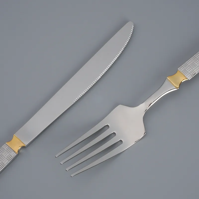 luxuriöses goldbesteck set spiegelpoliertes silberbesteck edelstahl löffel gabel abendessen messer westliches besteck set