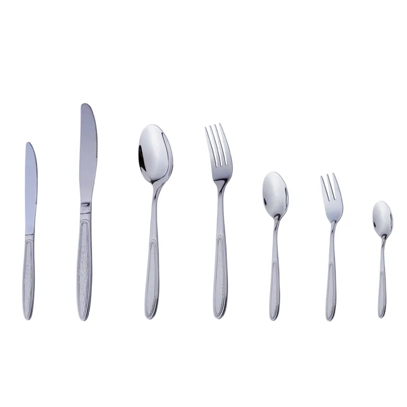 elegant stainless steel tableware set of spoon and fork cutlery for hotel luxury knife flatware