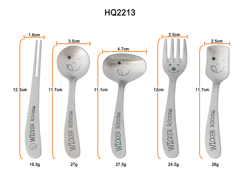 Cartoon Fork 304 Stainless Steel Spoon Fork Set Laser Smiley Round Spoon Portable Utensils