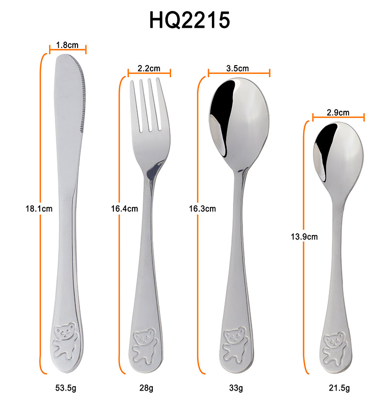 طقم أدوات مائدة أطفال كرتونية طقم أدوات مائدة أطفال لطيف من الفولاذ المقاوم للصدأ سكين دب لطيف طقم ملاعق شوكة دب للأطفال