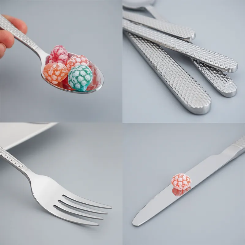 طقم أدوات مائدة زفاف مصقول كالمرآة الفاخر طقم أدوات مائدة زفاف ممتازة سكين شوكة ملعقة 4 قطع مع علبة هدايا