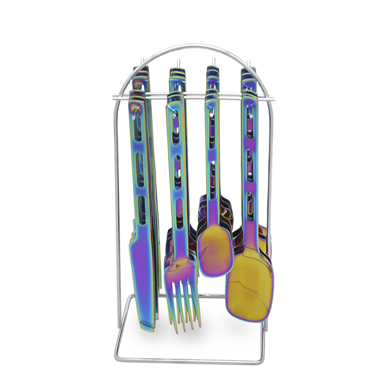 buntes gold schwarzes besteck set edelstahl messer gabel und löffel set luxus hochzeit besteck set für hotel