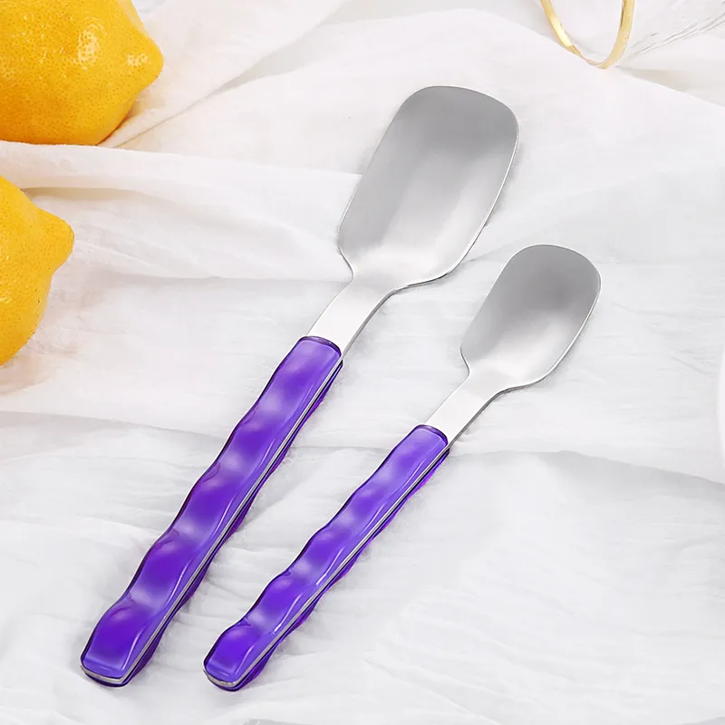 wholesale stainless steel cutlery set plastic handle spoon forks and knives silverware restaurant wedding gift set