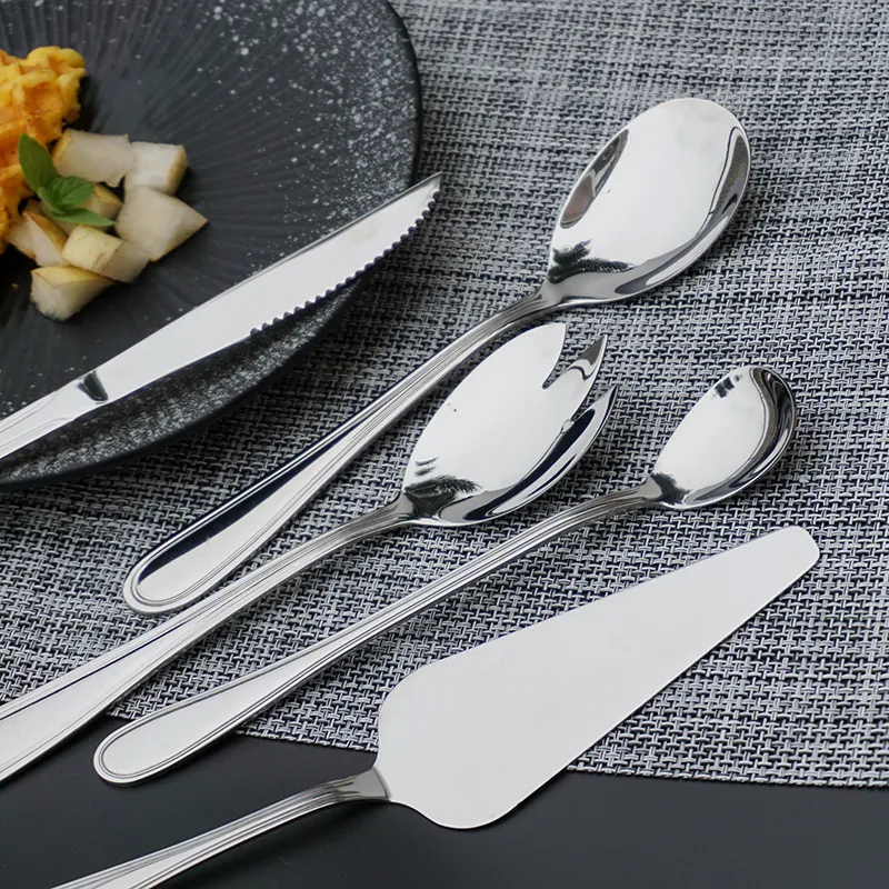 low moq mirror finishing stainless steel serving set high quality dishwasher safe multifunctional serving set