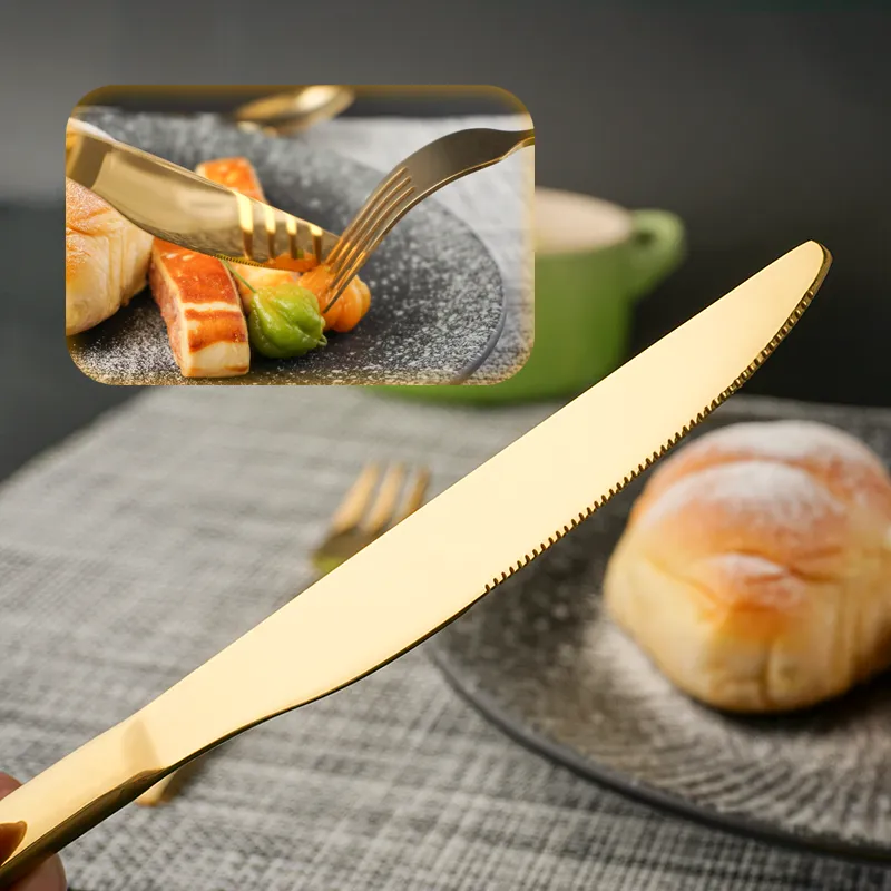 Großhandel Rose Gold Hotel Edelstahl Gold Reise Löffel Gabel Messer Besteck Sets Luxus Hochzeit Geschenk