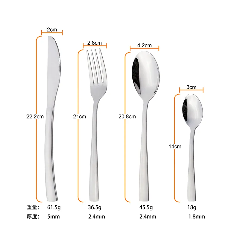 neues Design Edelstahl-Besteck Set Löffel Messer Gabel Teelöffel Set Geschirr für Haus Teil Hochzeit