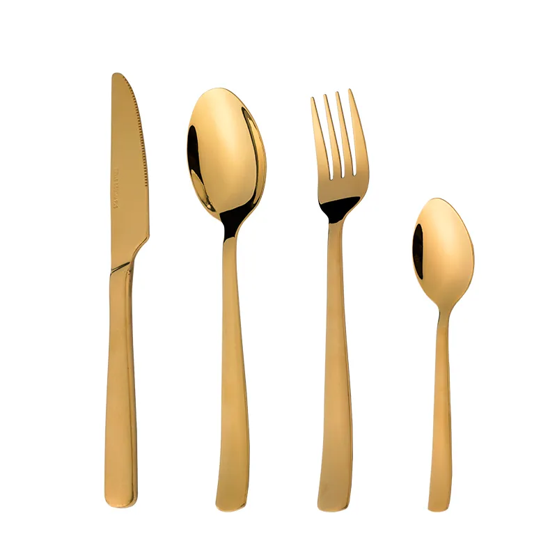 camping portable stainless steel cutlery set dinnerware set spoon fork and knife set 24pcs with box