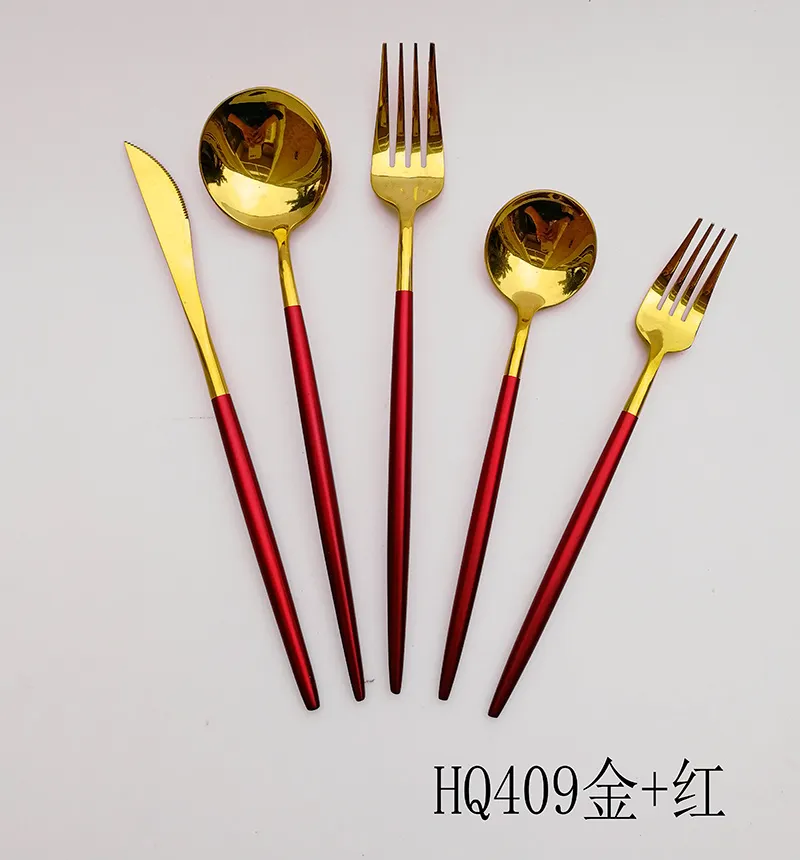 wholesale eco friendly reusable bulk luxury 24pcs stainless steel set flatware custom colorful spoon fork knife set