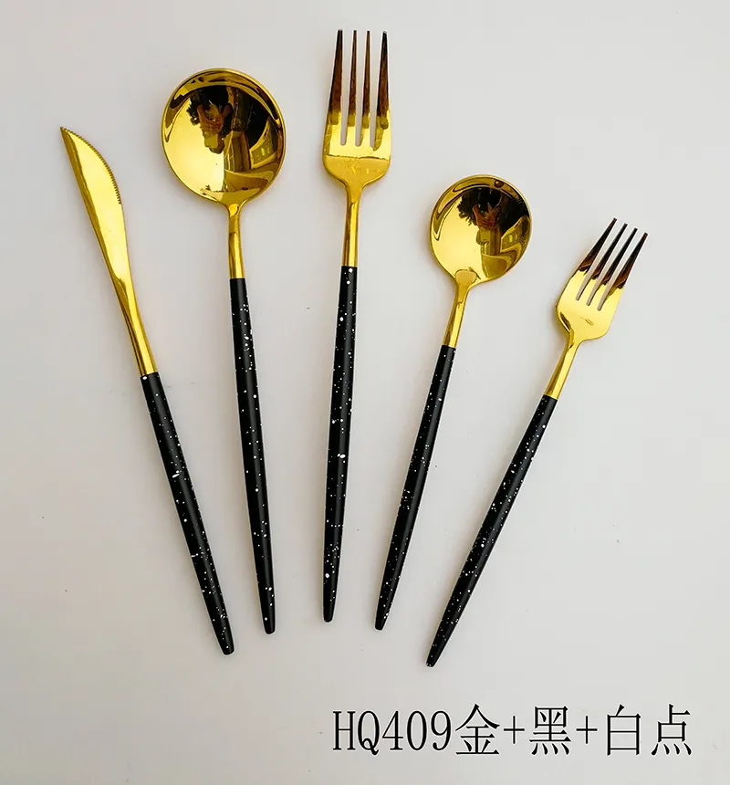 wholesale eco friendly reusable bulk luxury 24pcs stainless steel set flatware custom colorful spoon fork knife set