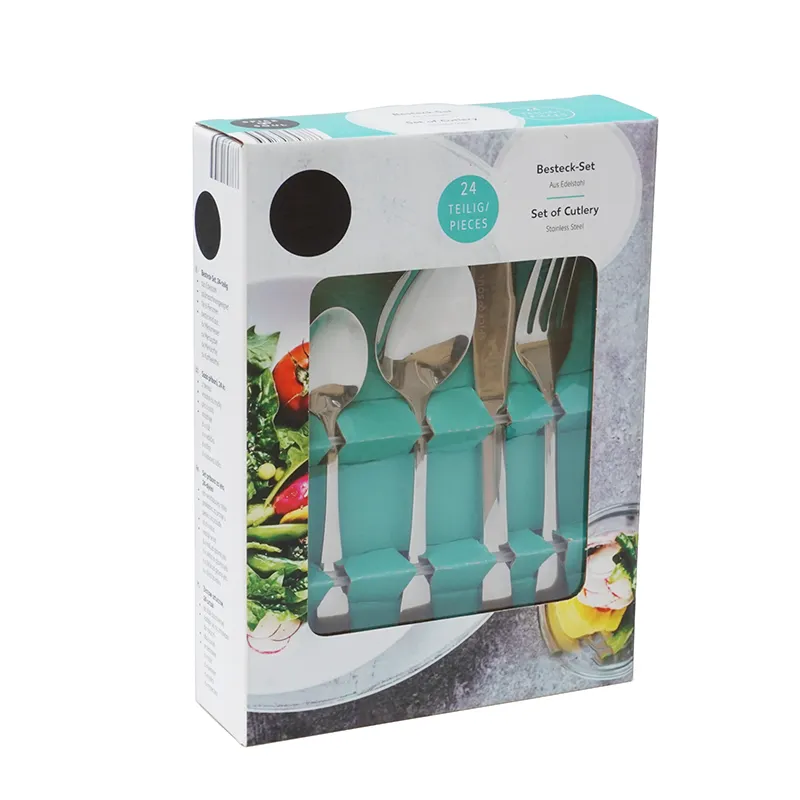 hochwertiges Edelstahl-Goldbesteck 5-tlg. Löffel-Gabel-Messer Dessert-Teelöffel-Gabel-Besteck-Set