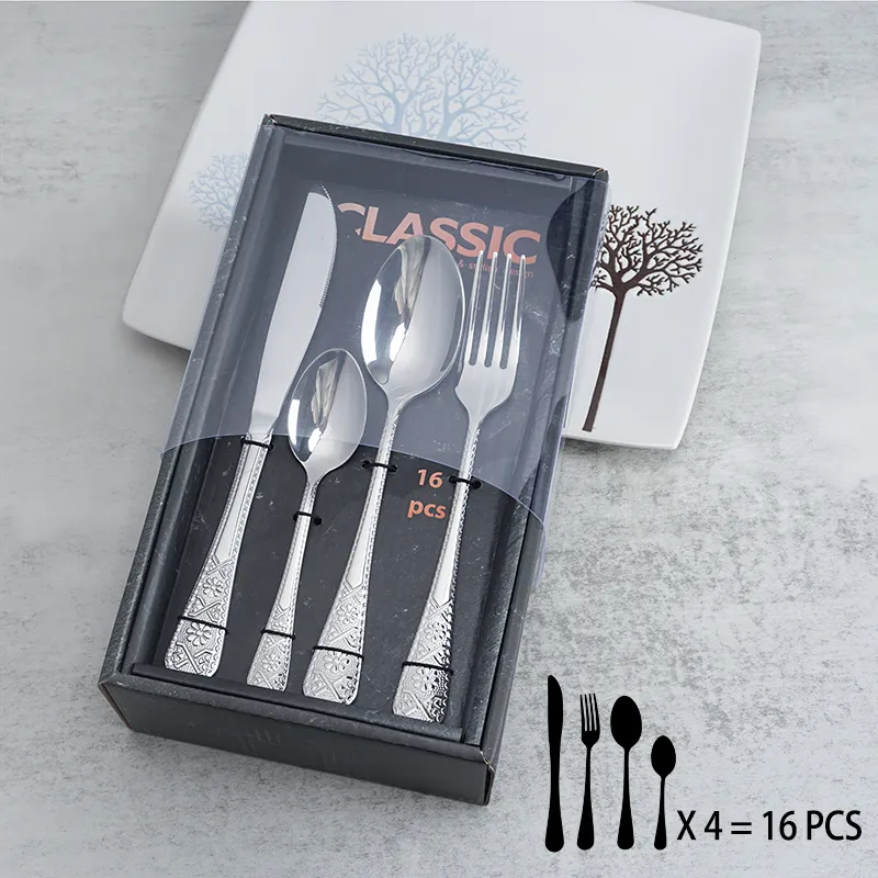 engraved stainless steel fork knife spoon set for bakery bistro wedding luxury flatware design
