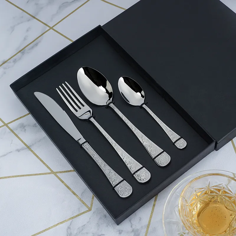 royal style edelstahlbesteck set laser logo graviert löffel gabel messer