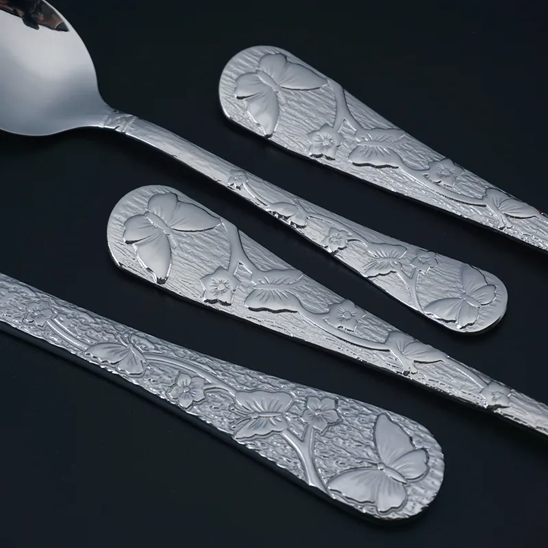 طقم أدوات مائدة رائع للنحت طقم أدوات مائدة من الفولاذ المقاوم للصدأ بتصميم ممتاز للحفلات أدوات مائدة عالية الجودة