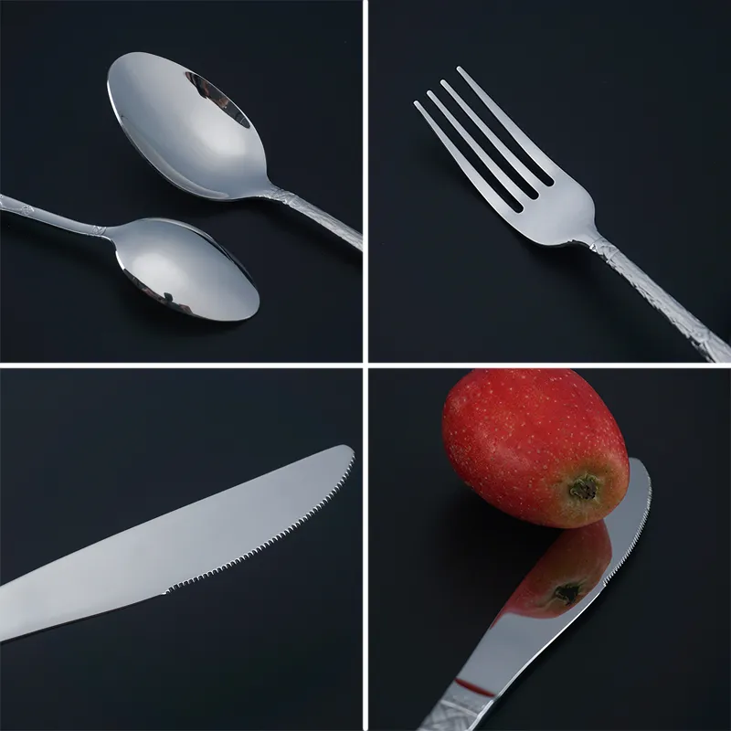طقم أدوات مائدة رائع للنحت طقم أدوات مائدة من الفولاذ المقاوم للصدأ بتصميم ممتاز للحفلات أدوات مائدة عالية الجودة