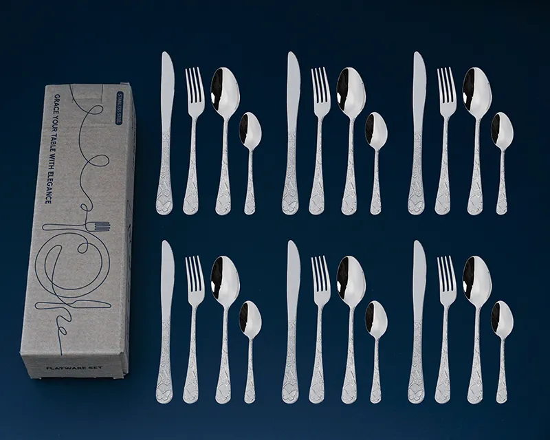 طقم أدوات مائدة رائع للنحت طقم أدوات مائدة من الفولاذ المقاوم للصدأ بتصميم ممتاز للحفلات أدوات مائدة عالية الجودة